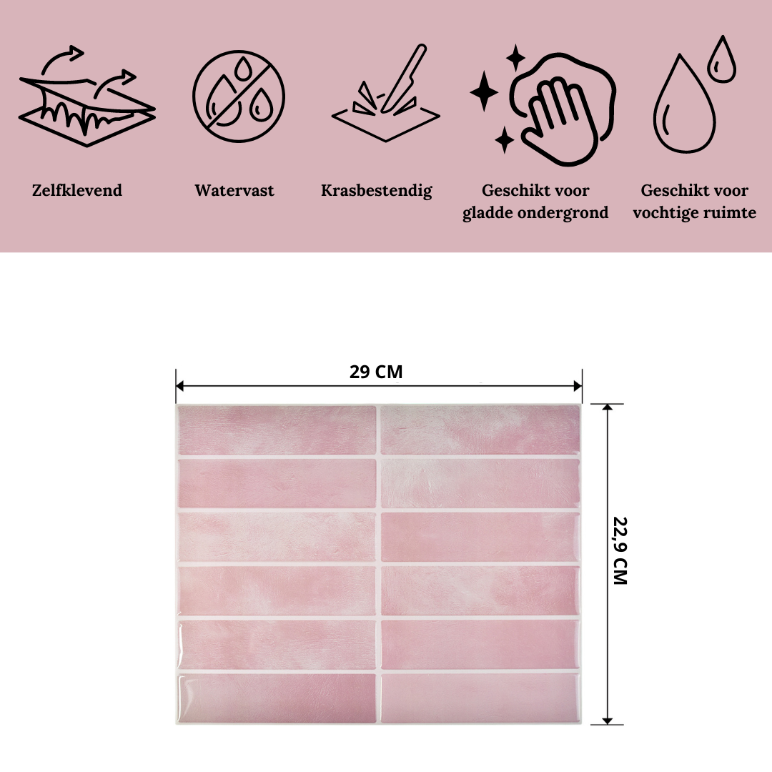 Plaktegel Rose bliss langwerpig 1mm