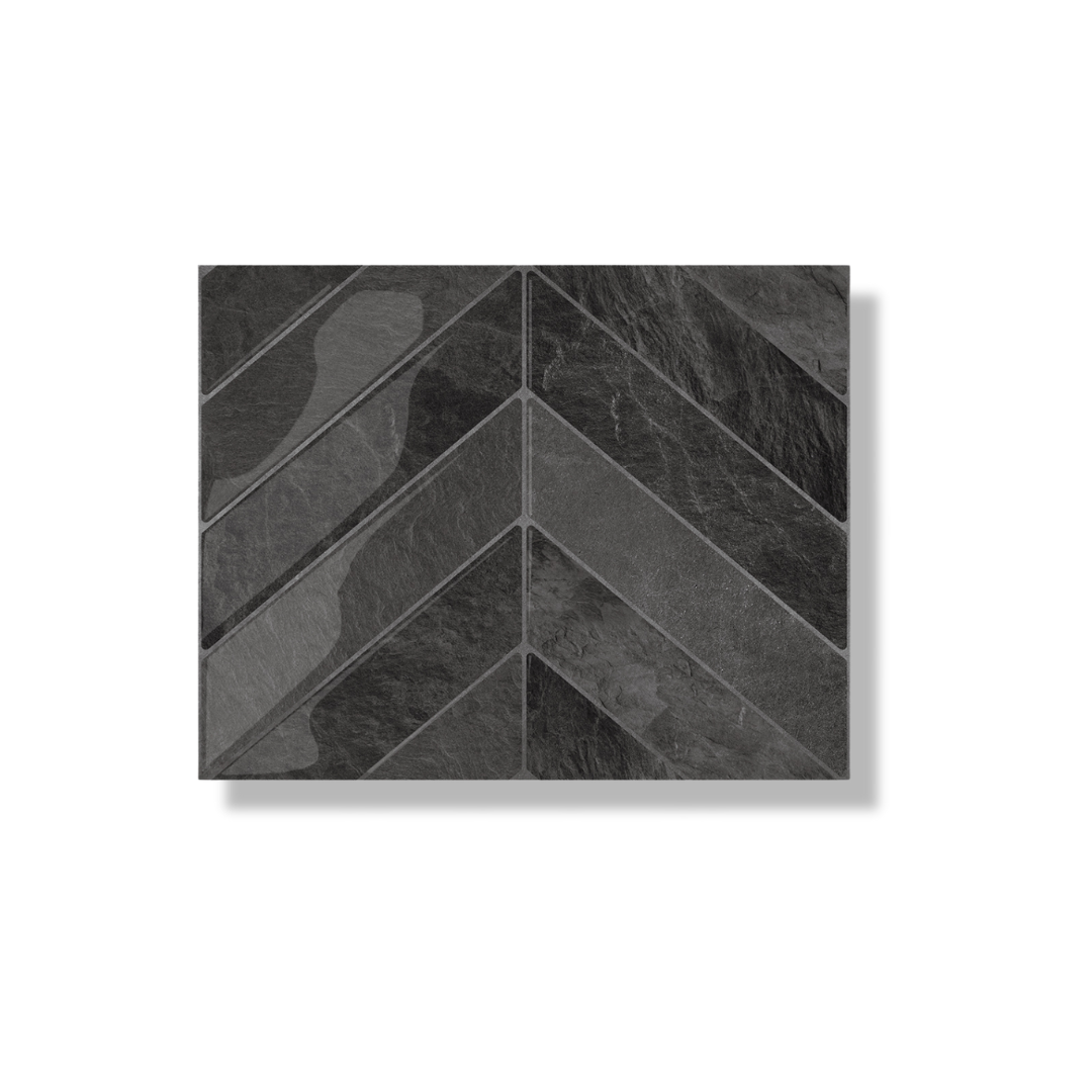 Plaktegel Black mist chevron 1mm