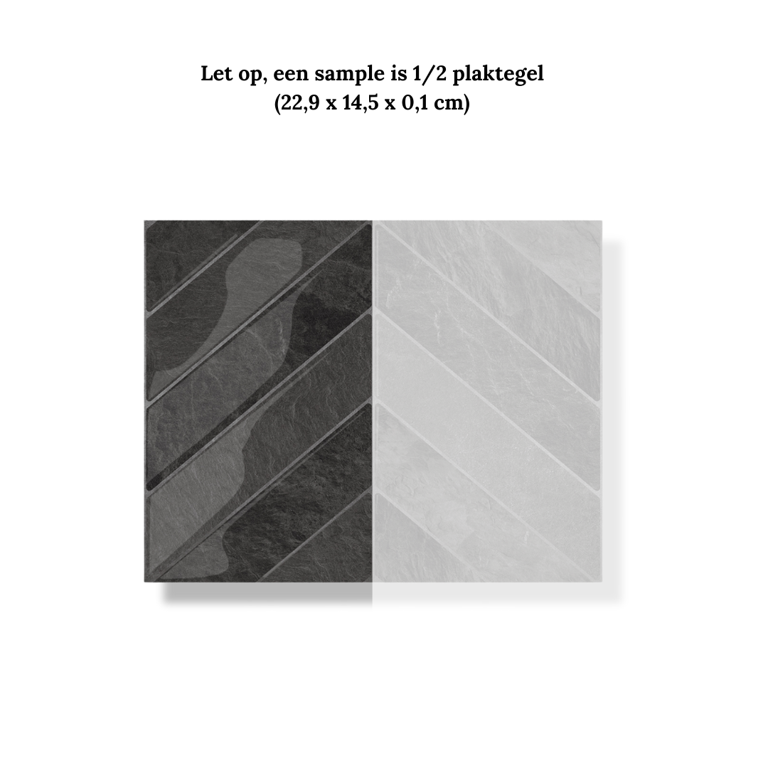 Plaktegel Black mist chevron 1mm