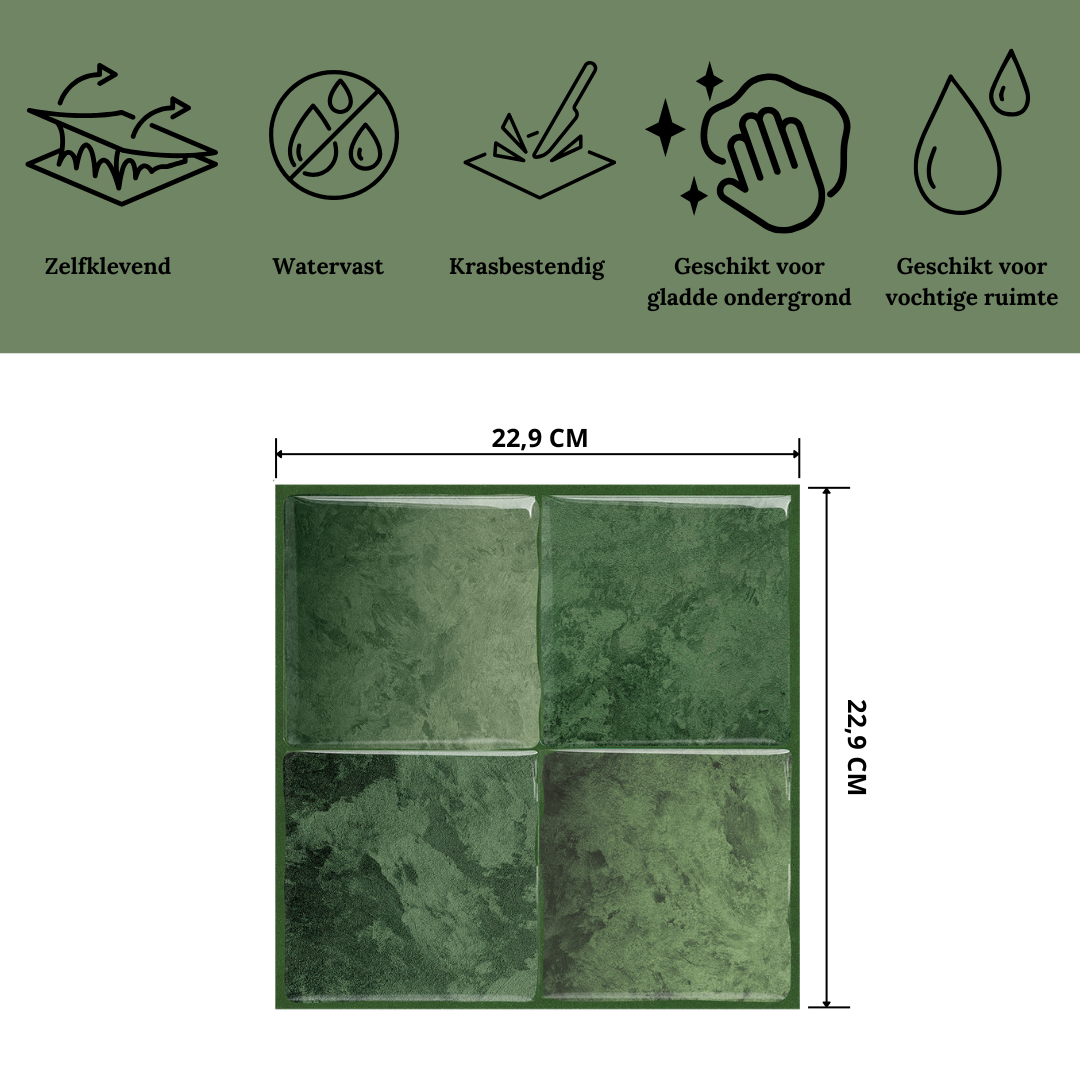 Plaktegels Mossy green vierkant 1mm