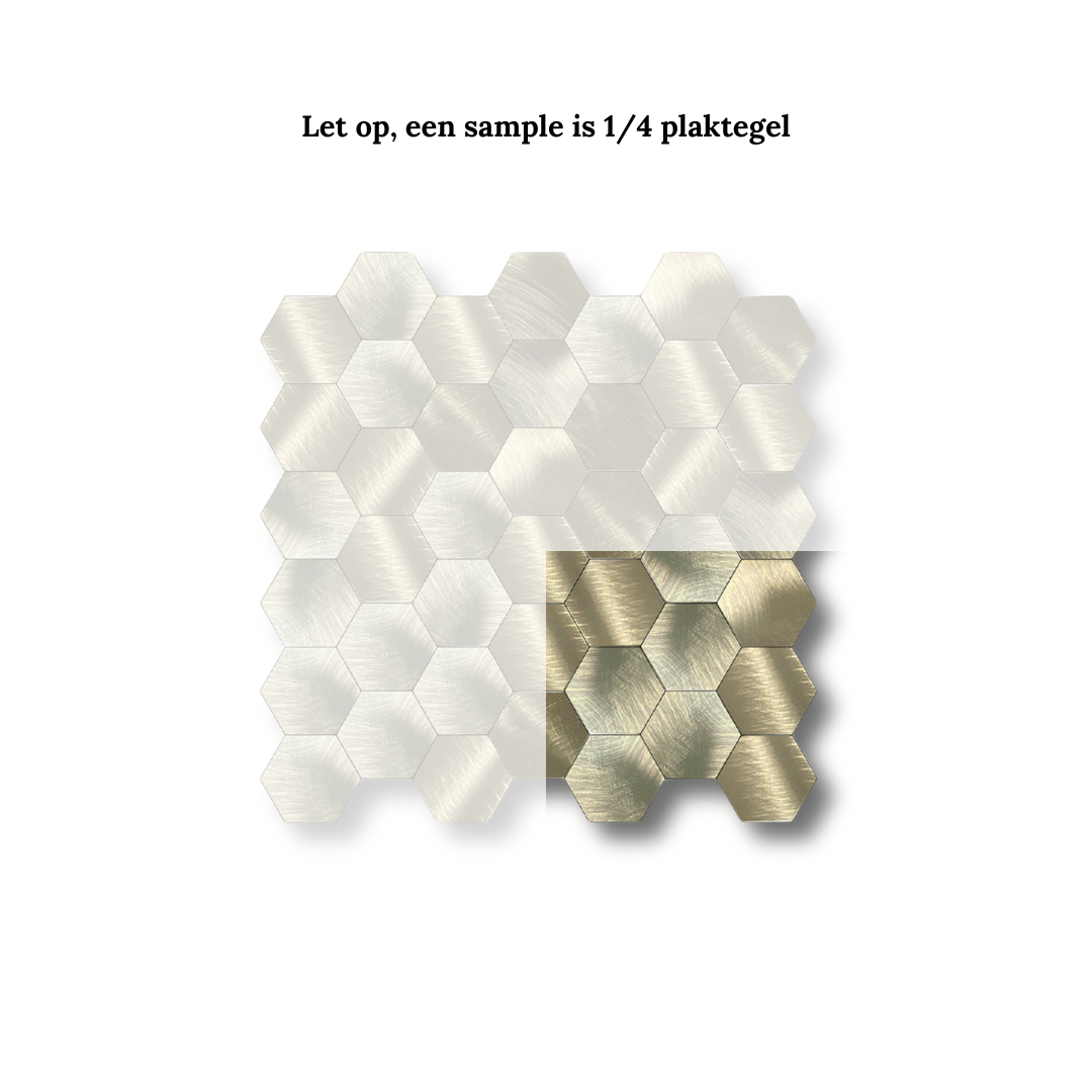 Mozaïek plaktegel geborsteld goud hexagon