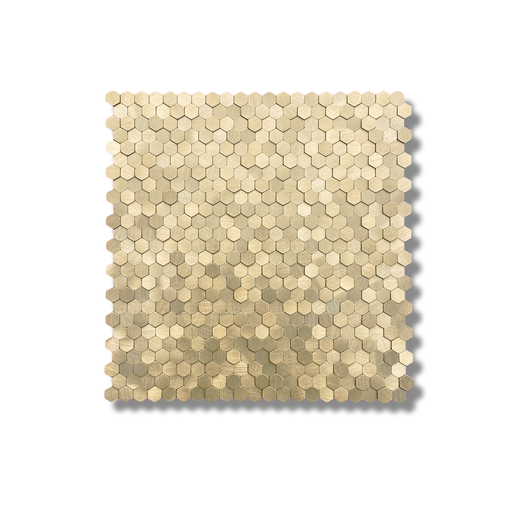 Mozaïek plaktegel geborsteld goud 3d hexagon