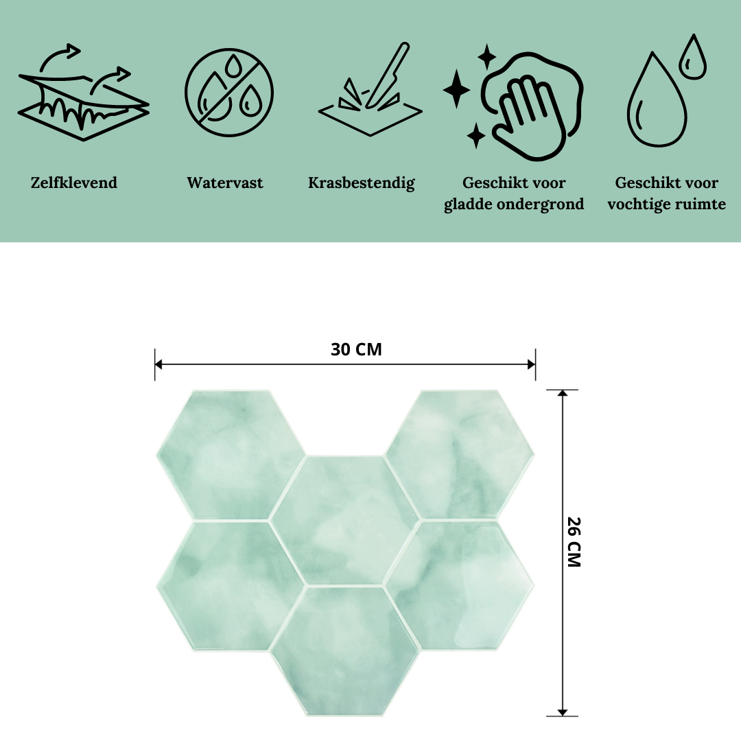Plaktegels Hexalux Bleu bebe met afmetingen en specificaties