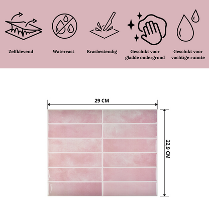 Plaktegel Rose bliss langwerpig 1mm
