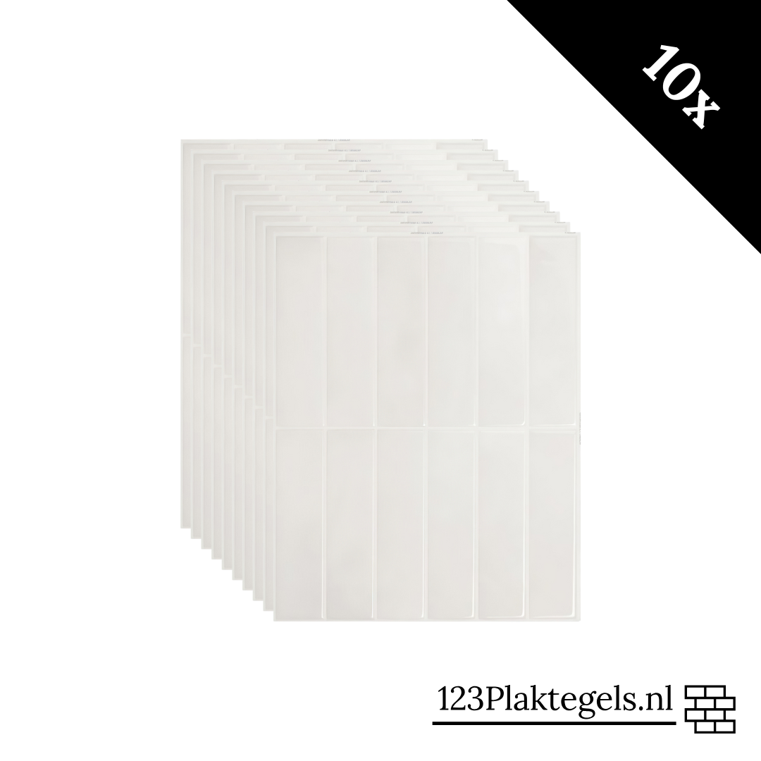 Basic white oblong adhesive tile 1mm