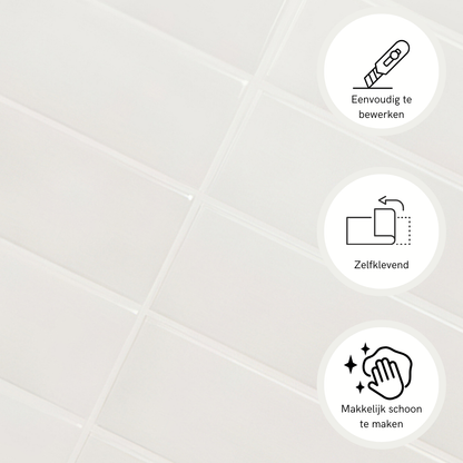 Basic white oblong adhesive tile 1mm
