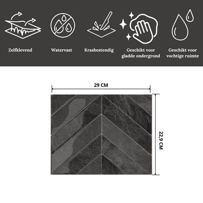 Plaktegel Black mist chevron 1mm