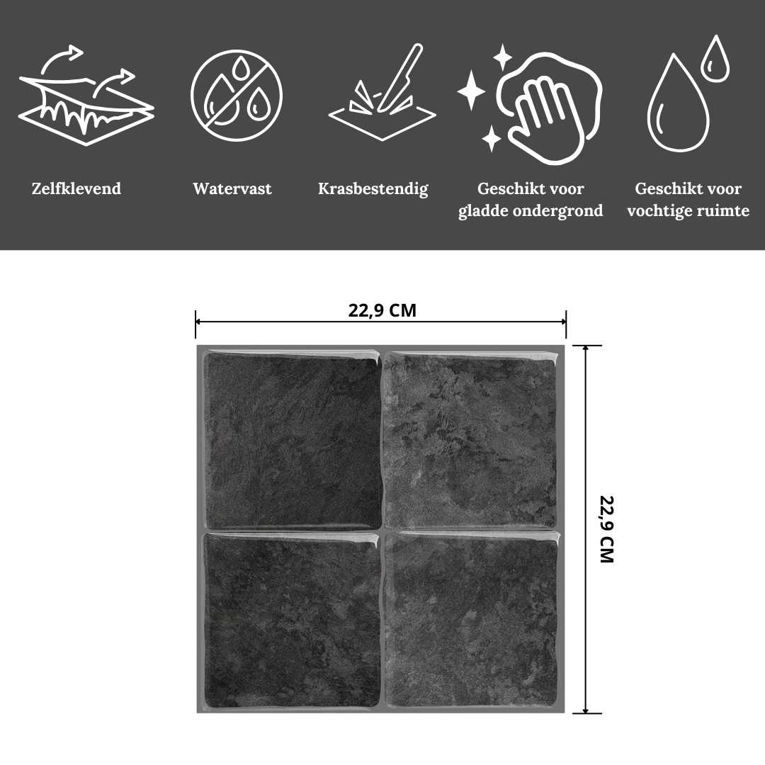 Black mist square adhesive tile 1mm