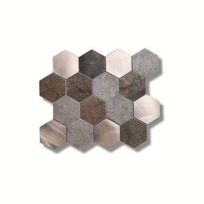 Mosaic tile brown gold hexagon large