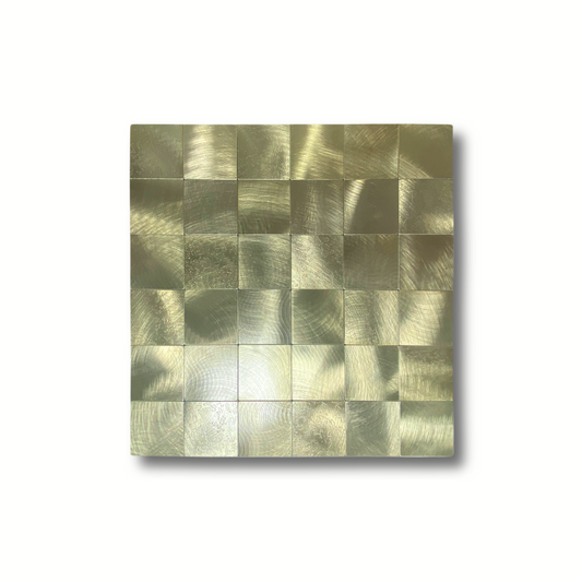 Wandpanelen Aluminium Plaktegels Geborsteld Goud Hexagon op witte achtergrond