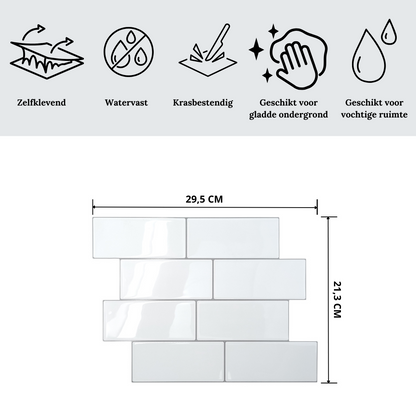 Plaktegels basic white makkelijk schoon te maken en eenvoudig te instaleren
