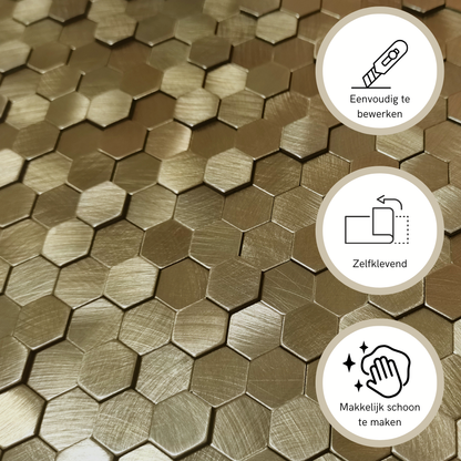 Plaktegels Mozaiek  geborsteld bronze 3d