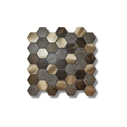 Plaktegels bruin goud hexagon